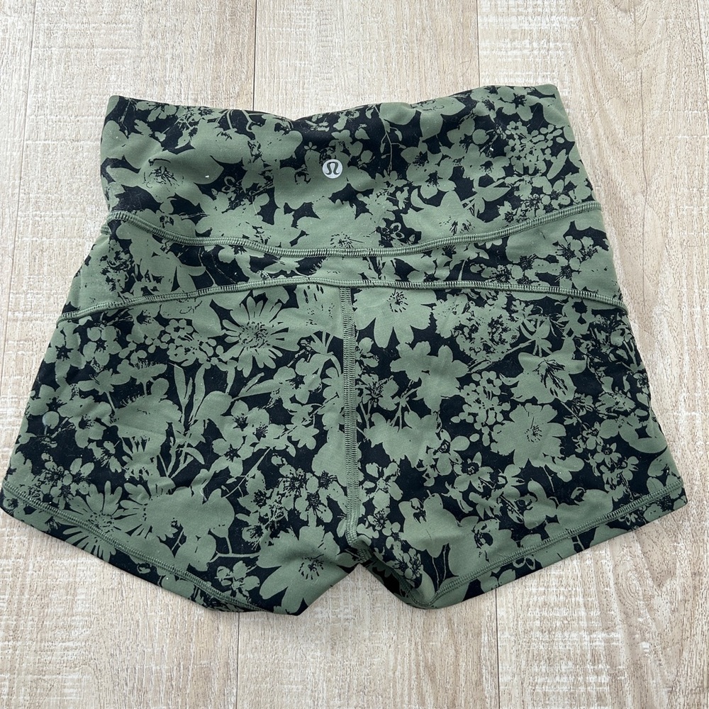 lululemon athletica Olive Floral Athletic Shorts